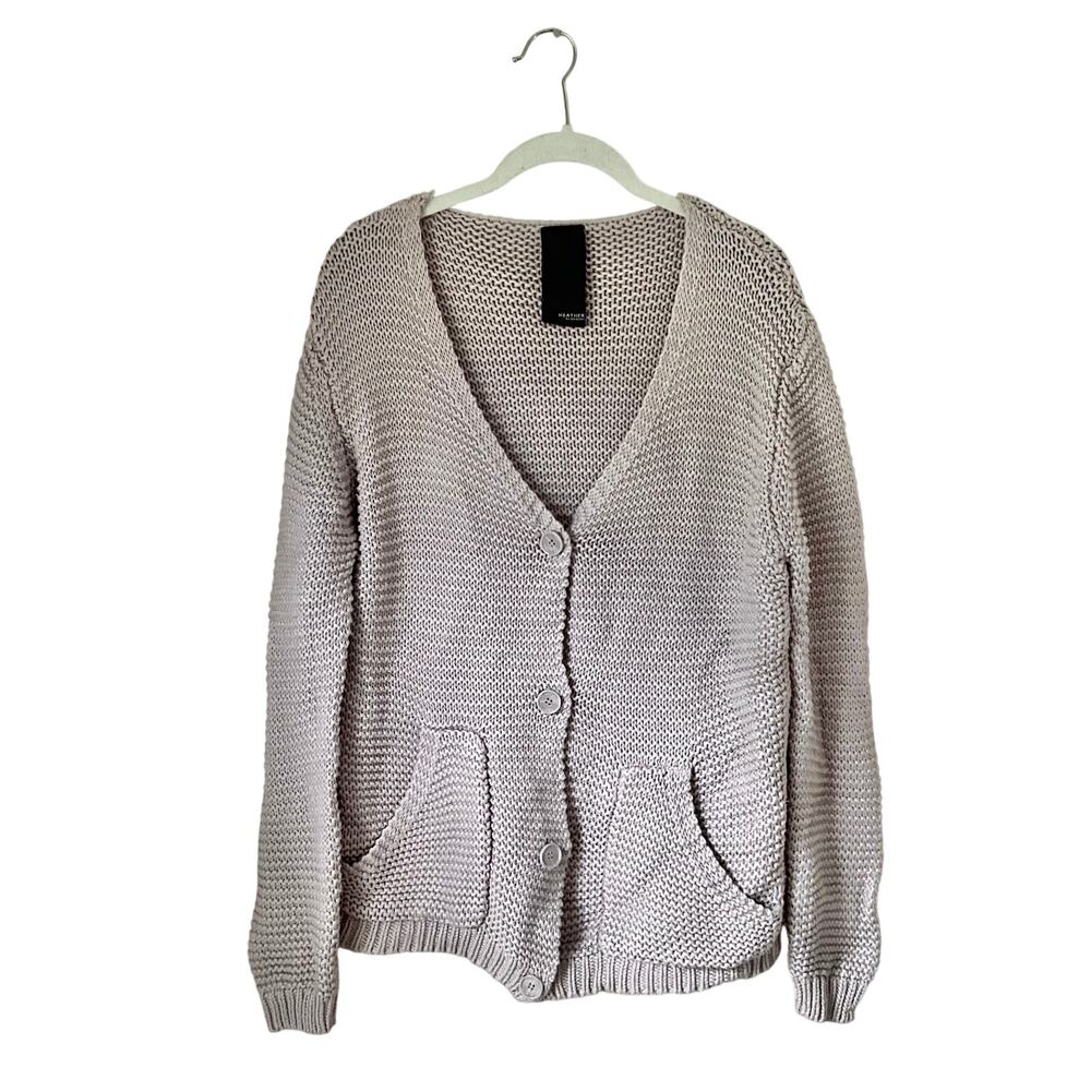Heather Gray Knitted Oversize Cardigan: Y2K, Modern